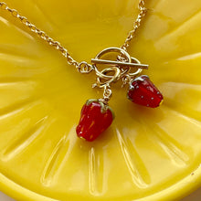 Load image into Gallery viewer, Dainty Double Strawberry Necklace in Gold
