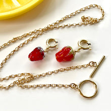 Load image into Gallery viewer, Dainty Double Strawberry Necklace in Gold
